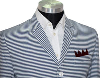 Seersucker Patch Pocket Horizontal Stripe Sports Mod Blazer