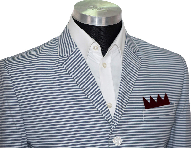Seersucker Patch Pocket Horizontal Stripe Sports Mod Blazer