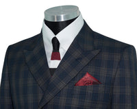 Weller Navy & Grey Check 3/6 Button Doublebreasted Mod Blazer