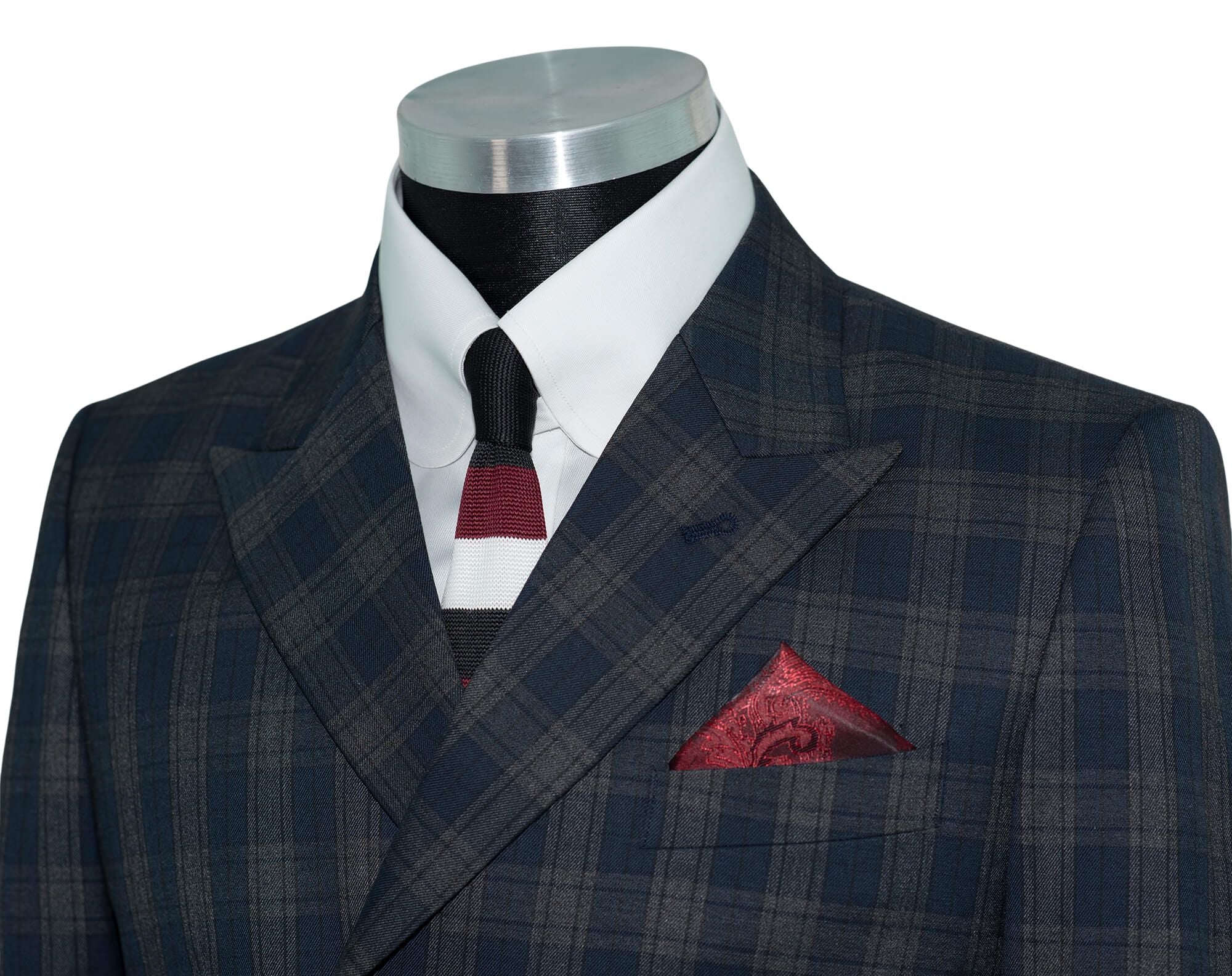 Weller Navy & Grey Check 3/6 Button Doublebreasted Mod Blazer