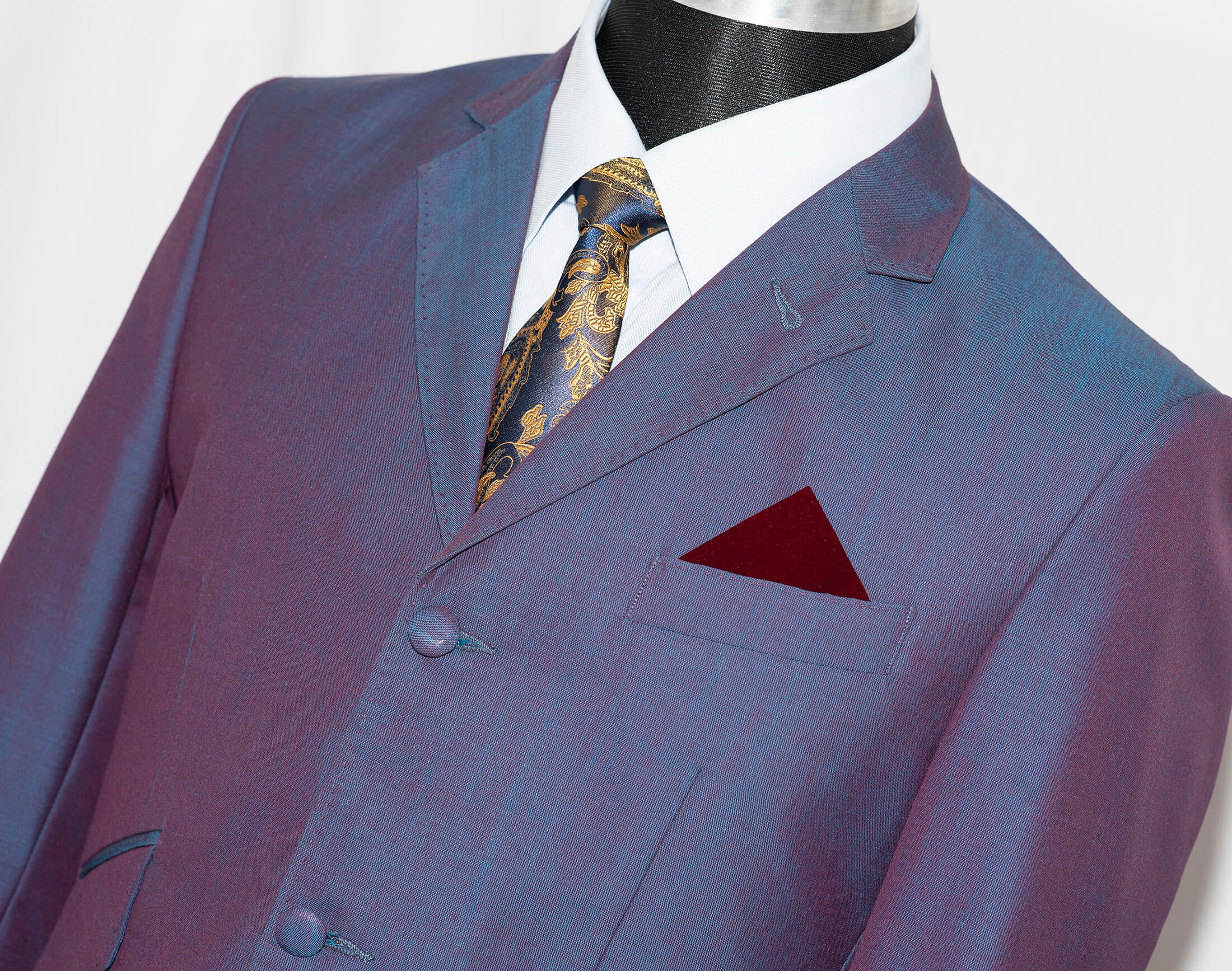 Billy Preston Wine & Blue Mohair 2 Tone Suit