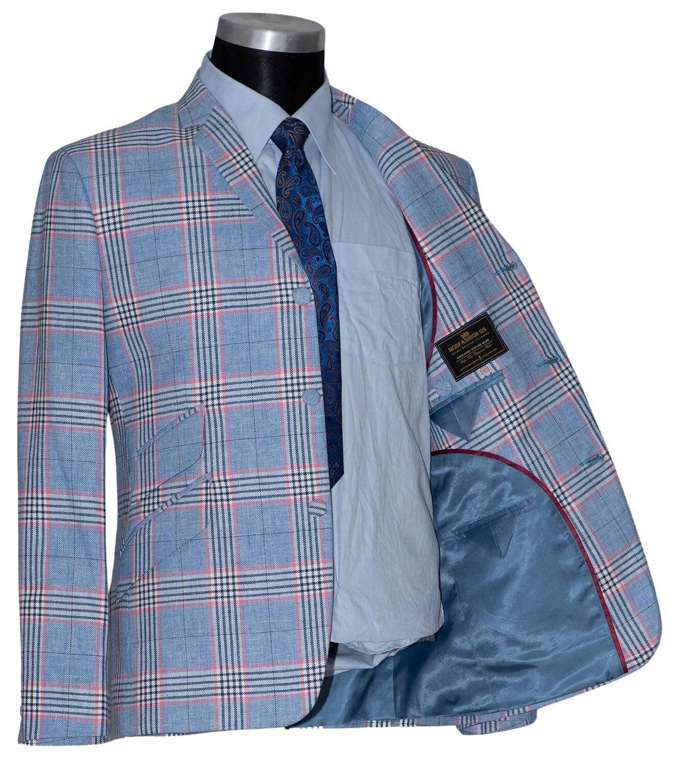 Barry Whitham 1960's Prince of Wales Linen Sky Mod Suit