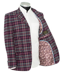 Tommy Moore Multicolor Tartan Check Peak Lapel 4 Button Mod Blazer