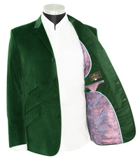 John Steel Bottle Green Velvet 4 Button Mod Blazer