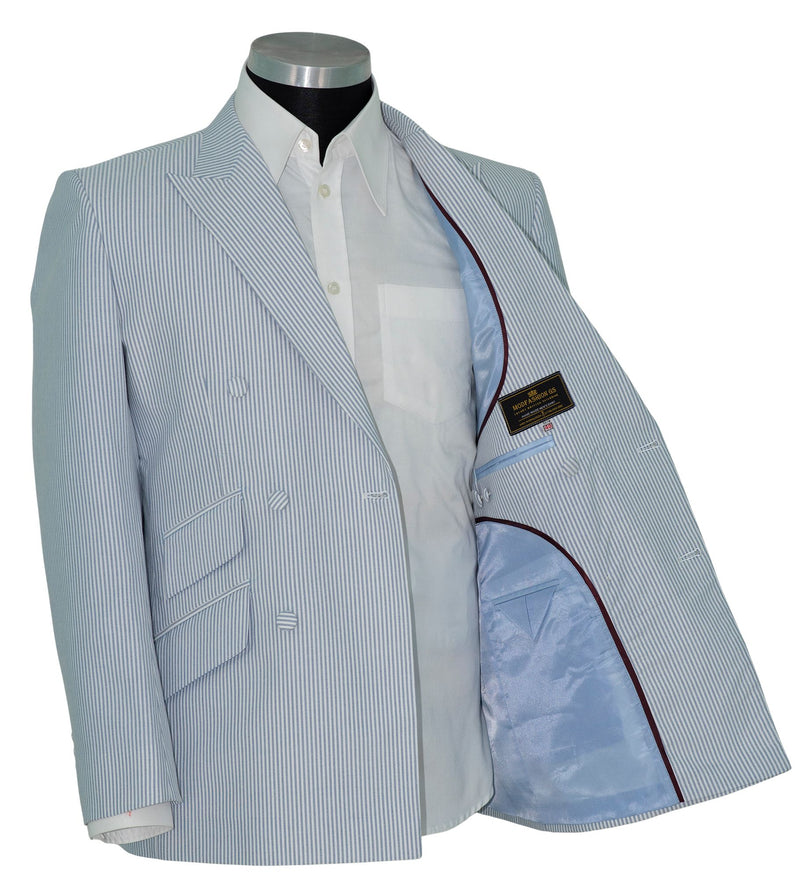 SALE Weller Sky Stripe Double Breasted 3/6 Button Mod Suit (40 Regular, Trouser 34, I.L.30)