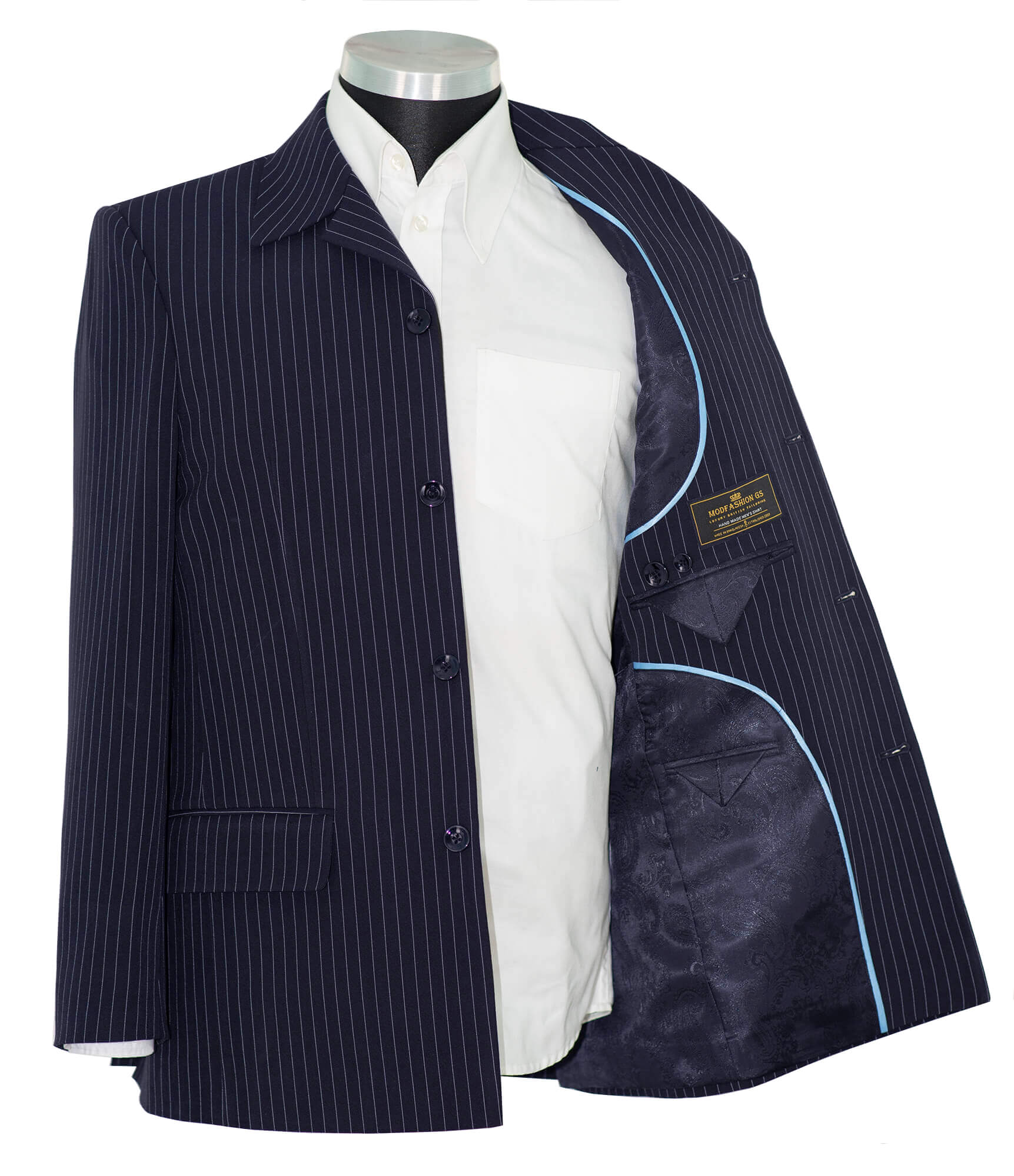 The Beatles Navy Blue Pin Stripe Mod Blazer
