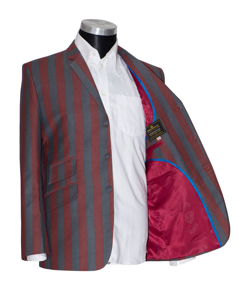Retro 60's Burgundy & Grey Striped Boating Mod Blazer