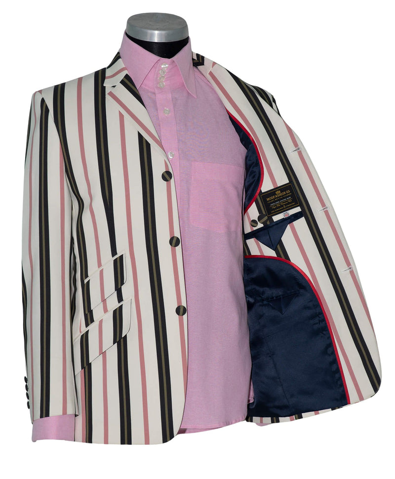 Mod Boating Jacket Rick Buckler Cream Stripe Boating Mod Blazer | 1960's Retro Mod ...