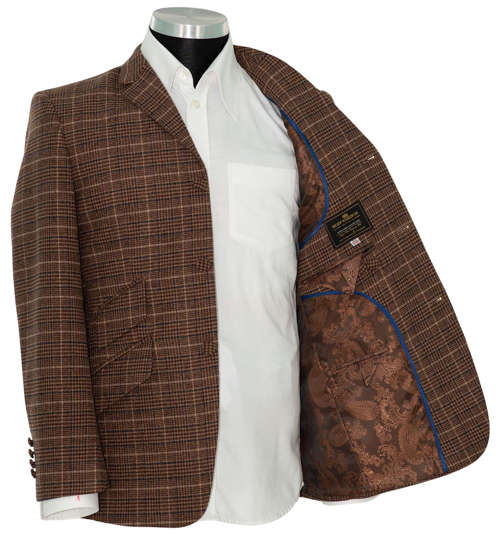 Kenny Jones Tweed Dark Brown Check Winter Mod Blazer