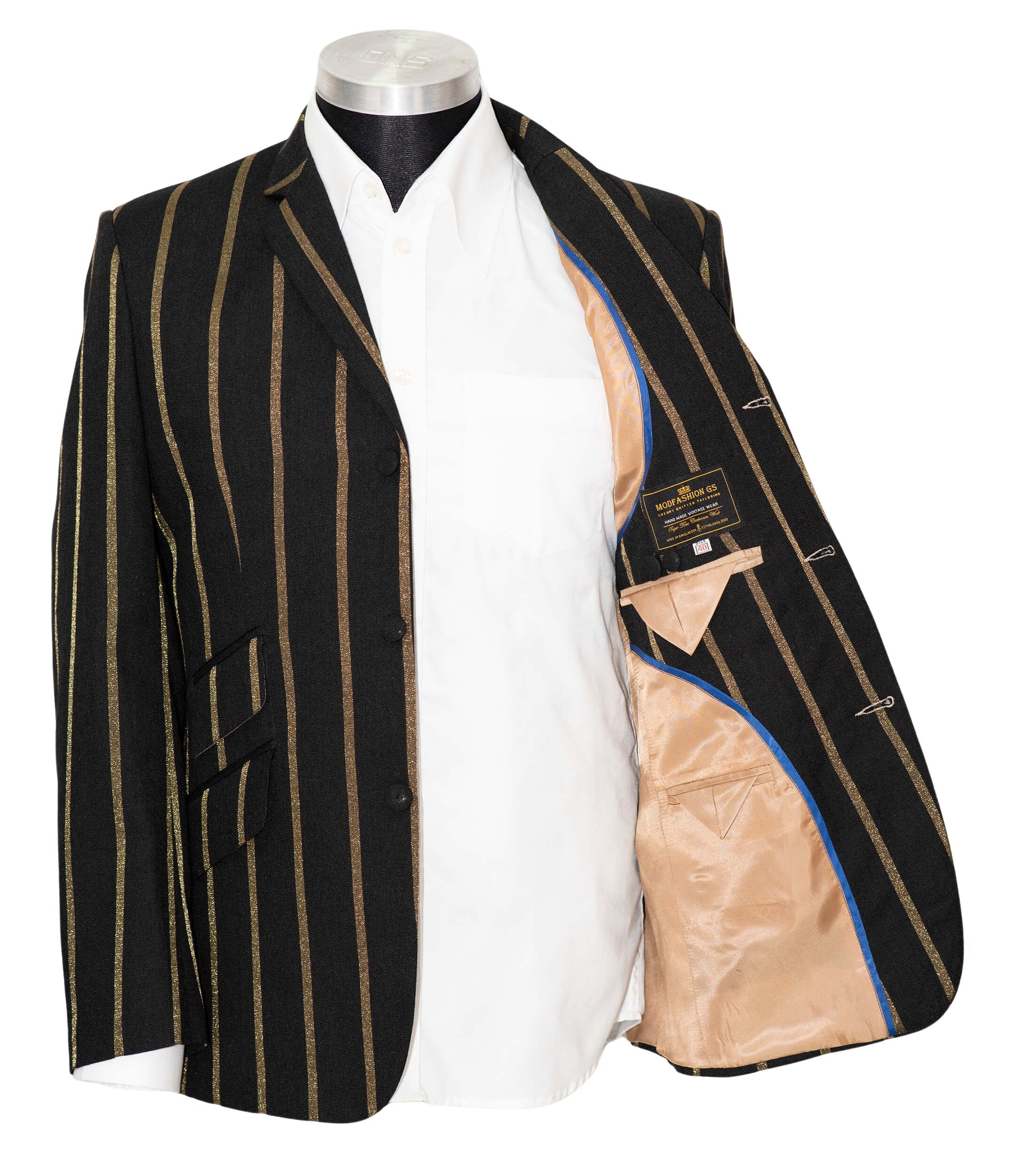 Dave Wright Gold Stripe in Black Boating Mod Blazer