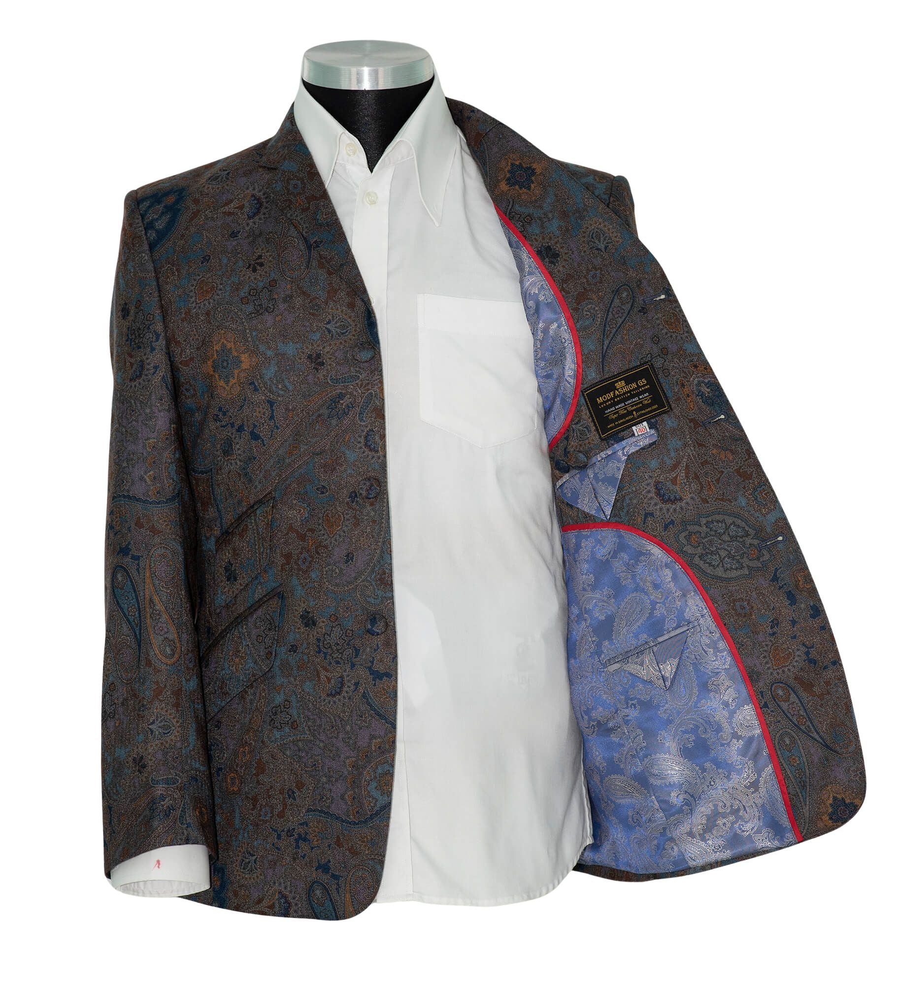 Steve Marriott 65's Navy Blue Contrast Paisley Mod Blazer