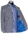 Geoff Foot Navy Bblue & White Striped Boating Mod Blazer