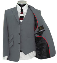 SALE Weller Light Grey Peak Lapel 3 Piece Suit (46 Regular, Trouser 36, I.L.29.5)