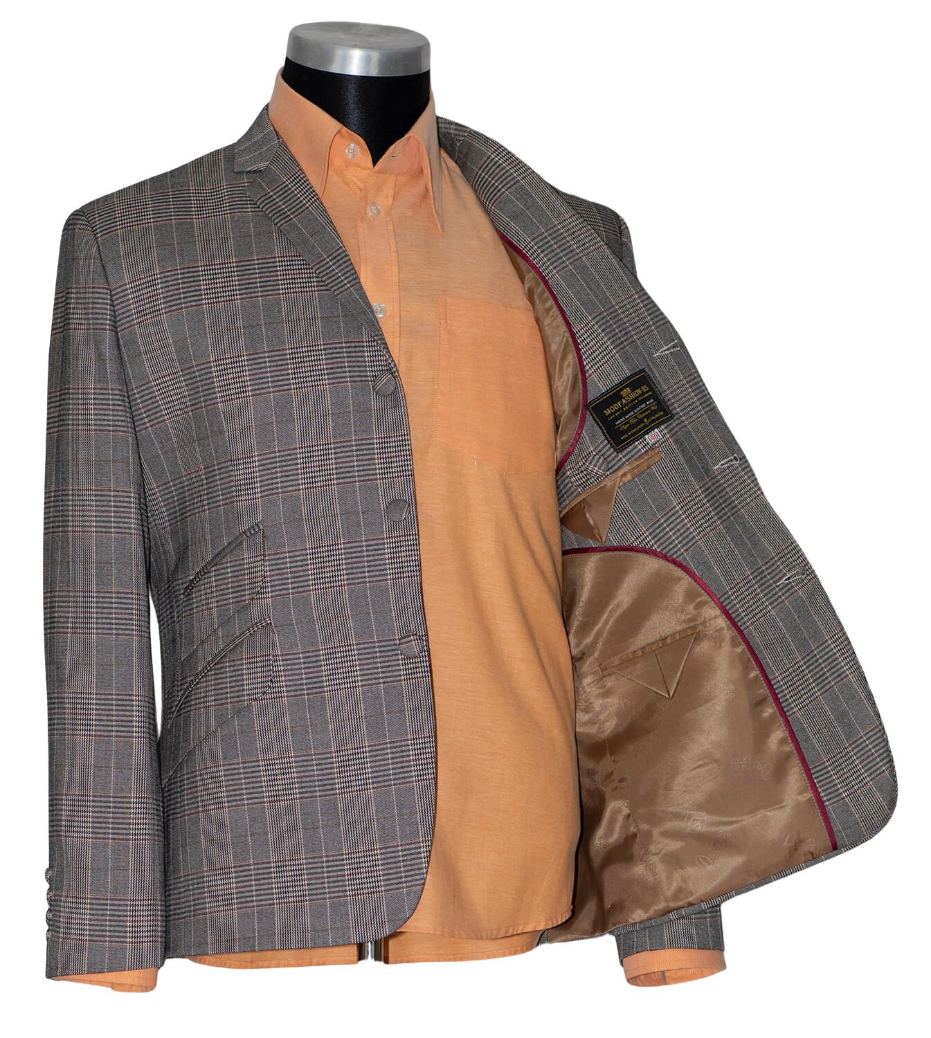 Mohair Prince of Wales Burgundy Grey Vintage Mod Blazer