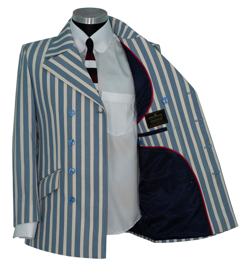 The Kinks Sky & White Stripe Double Breasted Mod Blazer