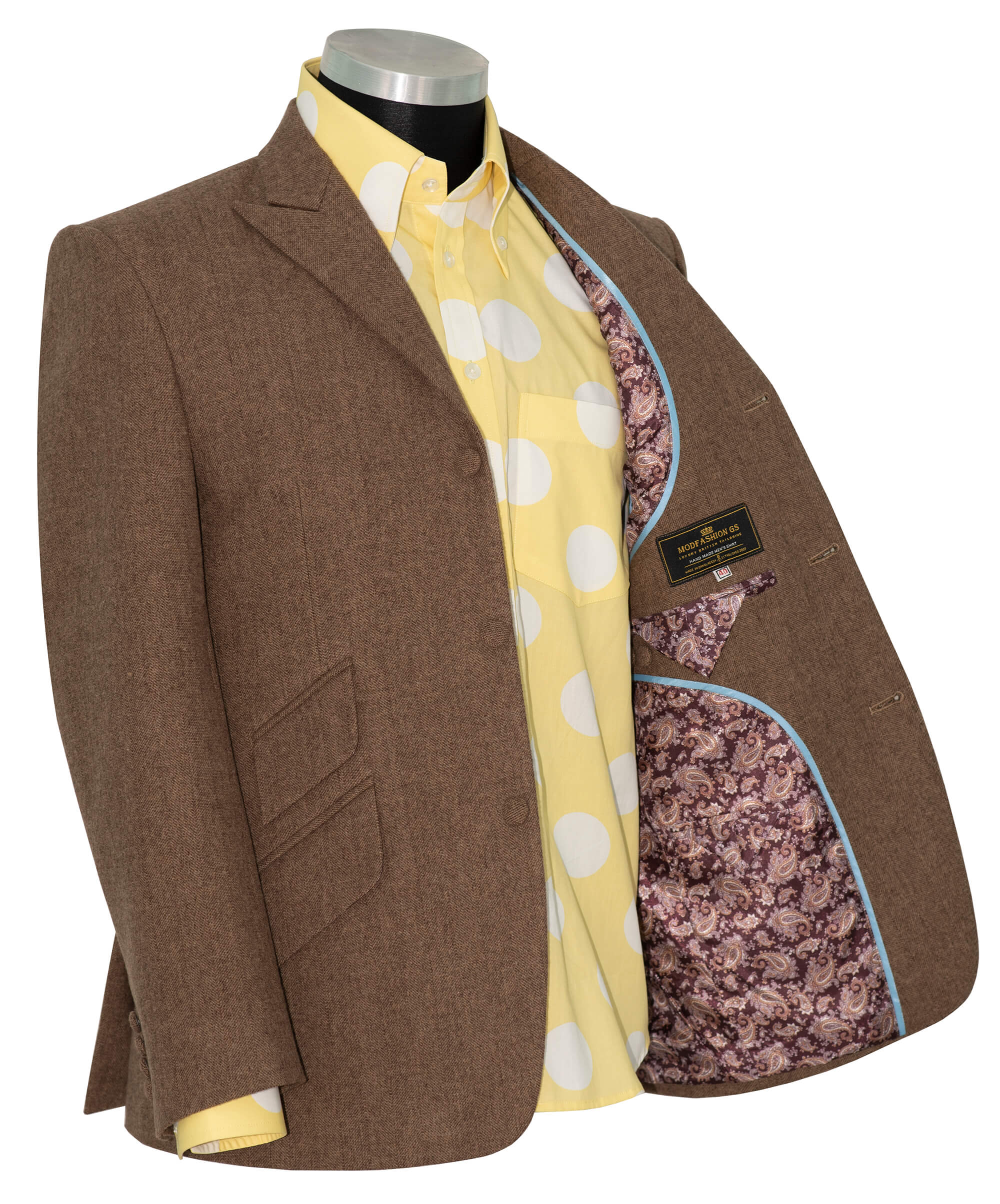 SALE Kenny Jones Tweed Brown Herringbone Winter Mod Blazer (40 Regular)