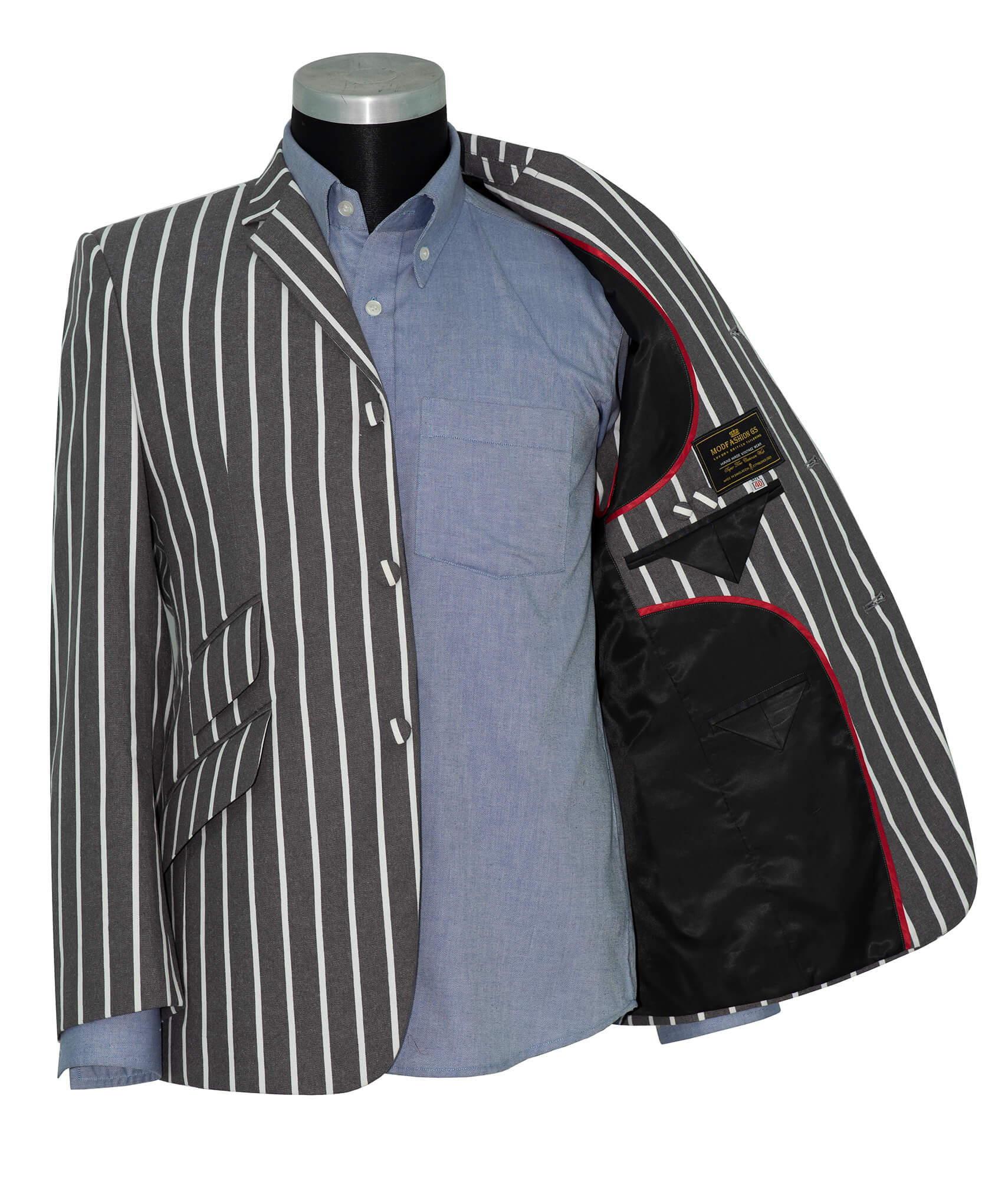 Peter Noone Vintage White & Grey Striped Boating Mod Blazer