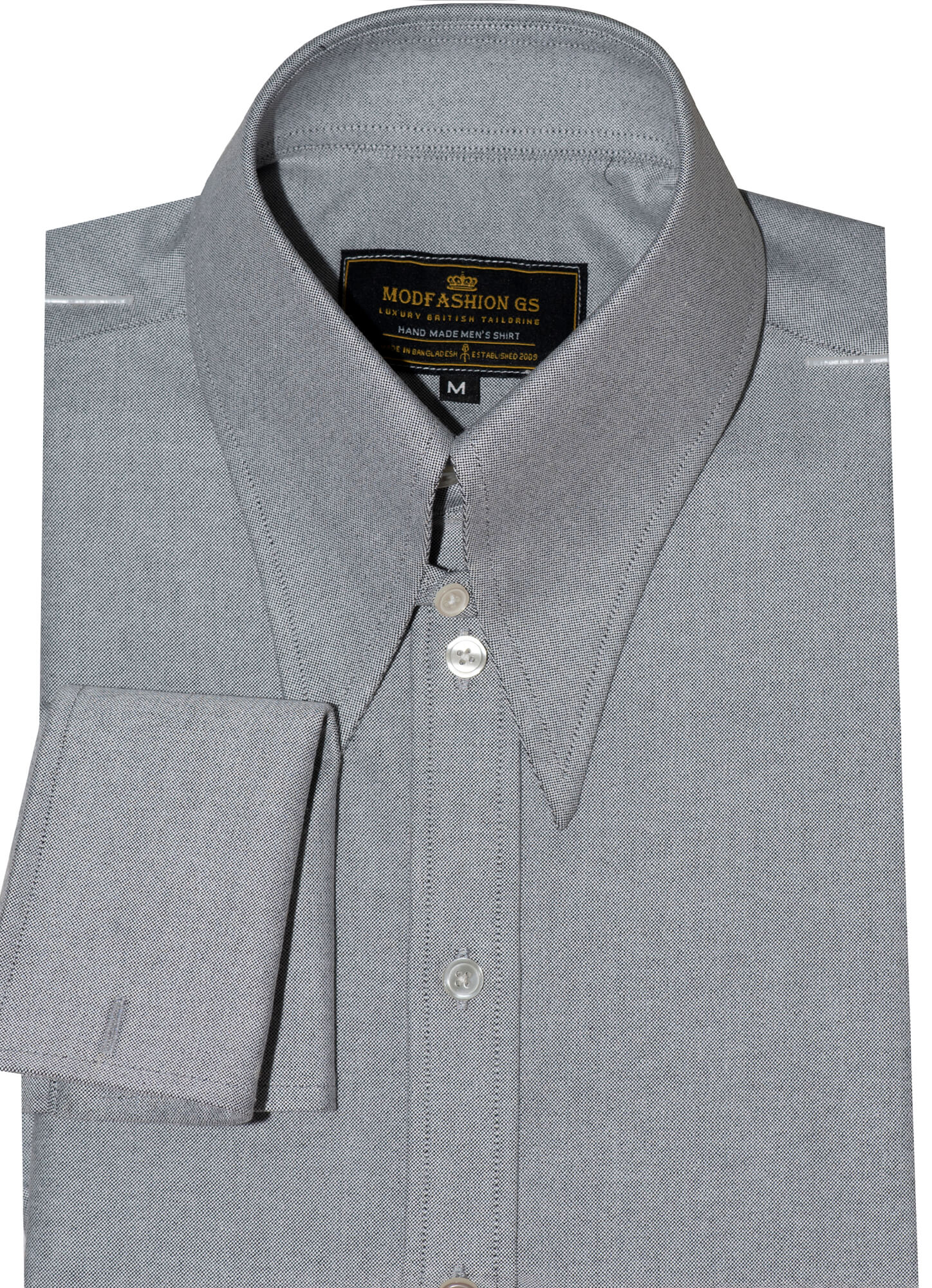 Spearpoint Tab Long Collar Light Grey Mod Shirt