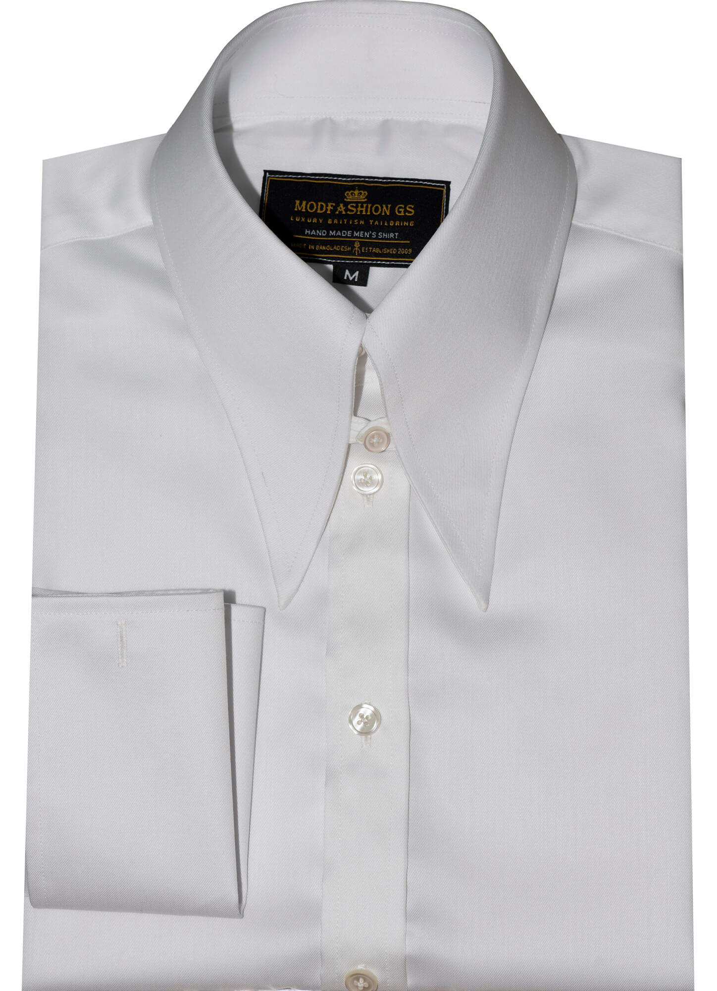Spearpoint Tab Long Collar White Mod Shirt