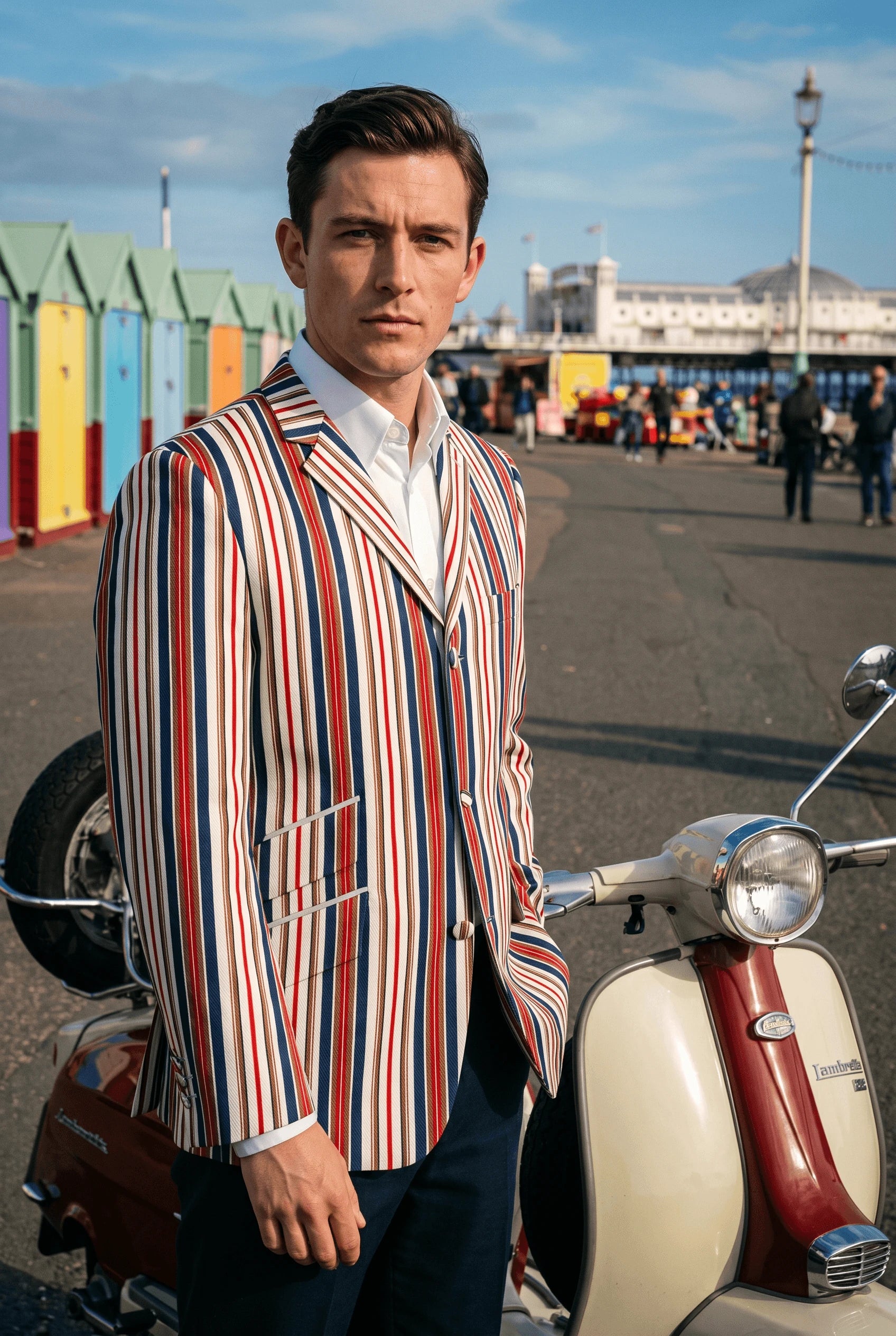 Weller 60's Style Navy, Red and Brown Stripe Boating Blazer