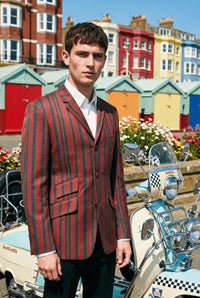 Weller 60's Style Dark Grey and Burgundy Stripe Boating Blazer