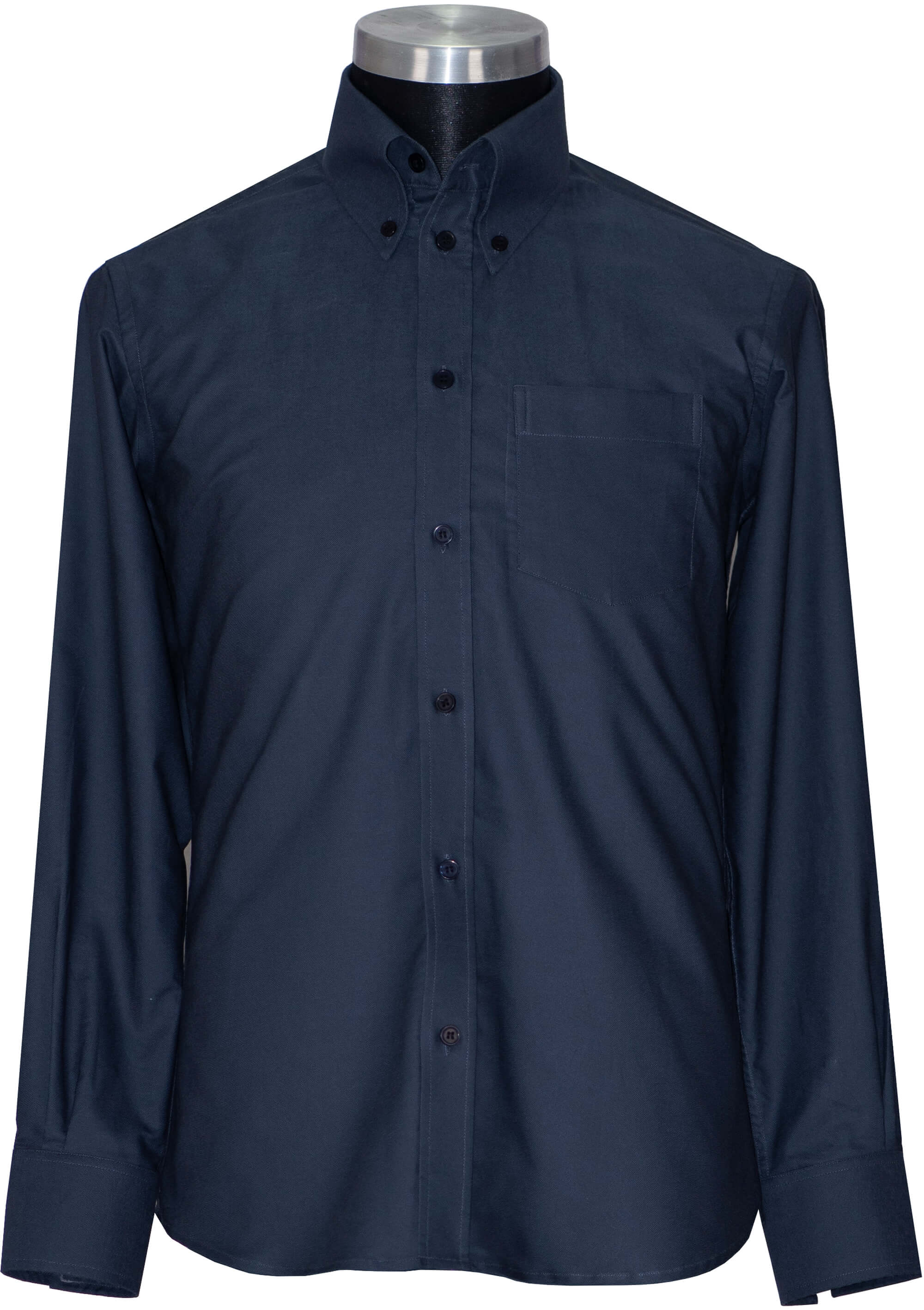 Oxford Cotton Navy Blue Button Down High Collar Mod Shirt