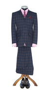 SALE Paul McCartney Cashmere Wool Navy & Grey Check Suit (40 Regular, Trouser 34, I.L.30)