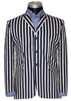 Geoff Foot Navy Bblue & White Striped Boating Mod Blazer