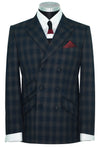 Weller Navy & Grey Check 3/6 Button Doublebreasted Mod Blazer