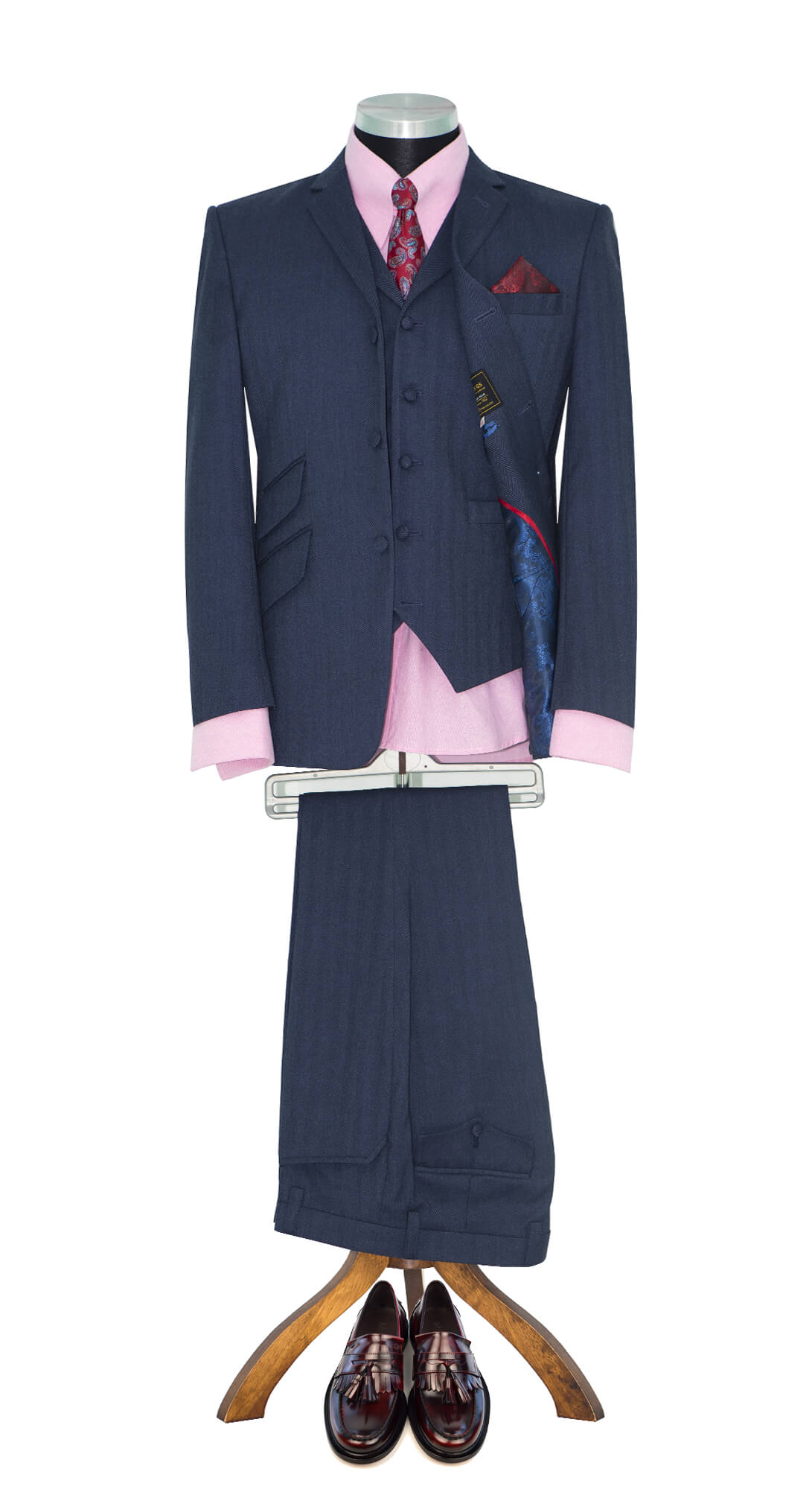 Bruce Foxton Navy Herringbone 3 Piece Suit