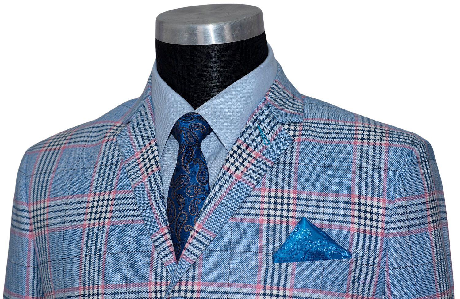 Barry Whitham 1960's Prince of Wales Linen Sky Mod Suit