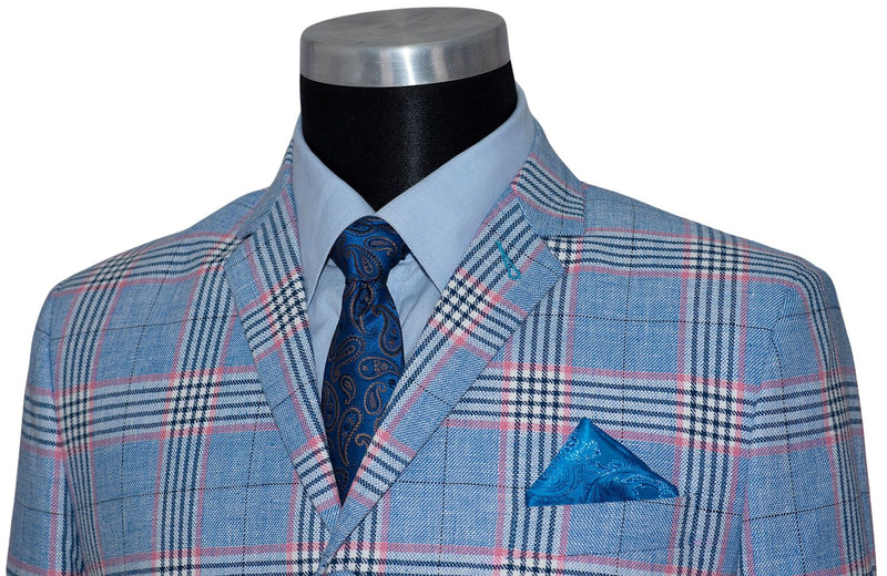 Barry Whitham 1960's Prince of Wales Linen Sky Mod Suit