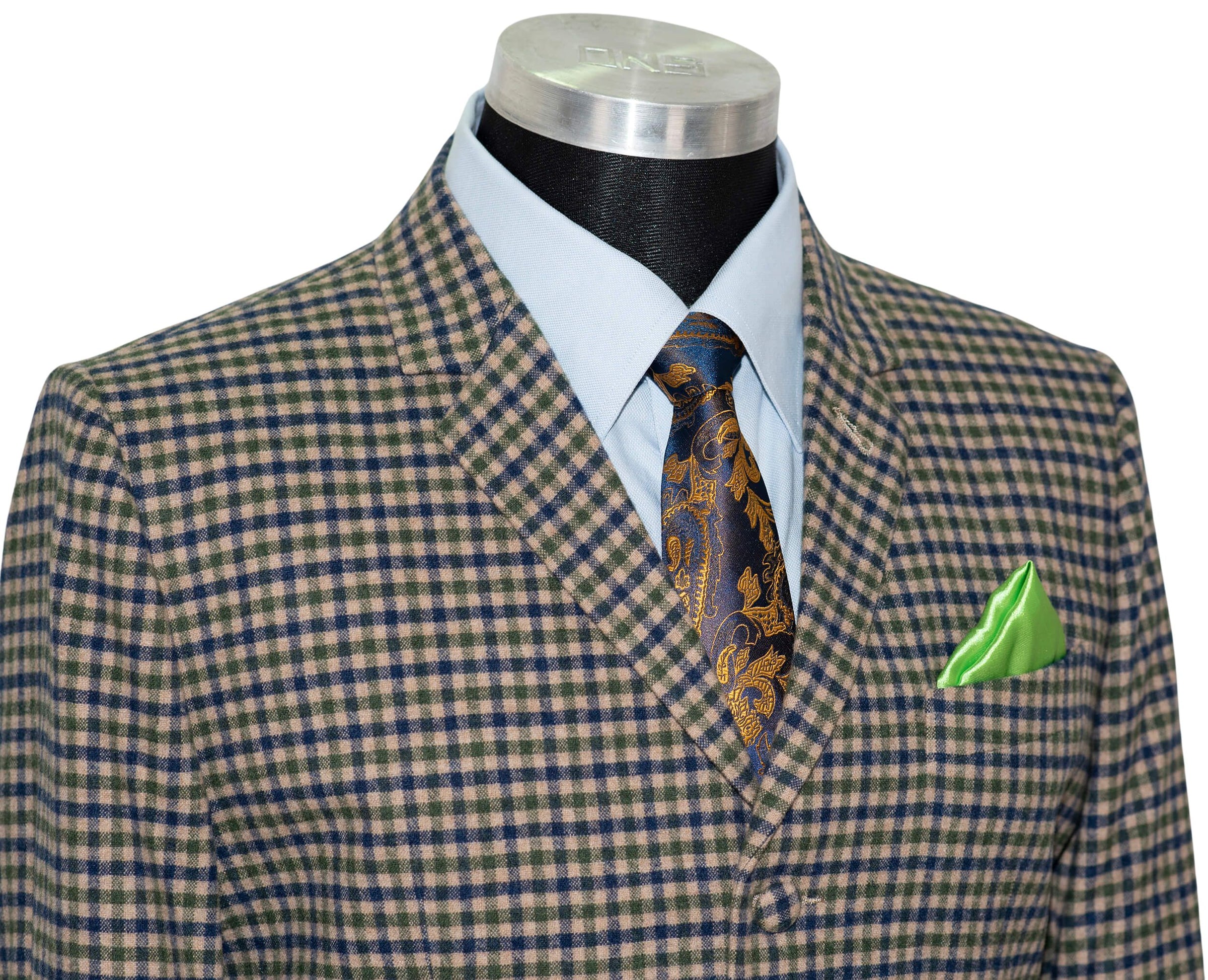 Ian Gibbons Green Gingham Check Wool Suit