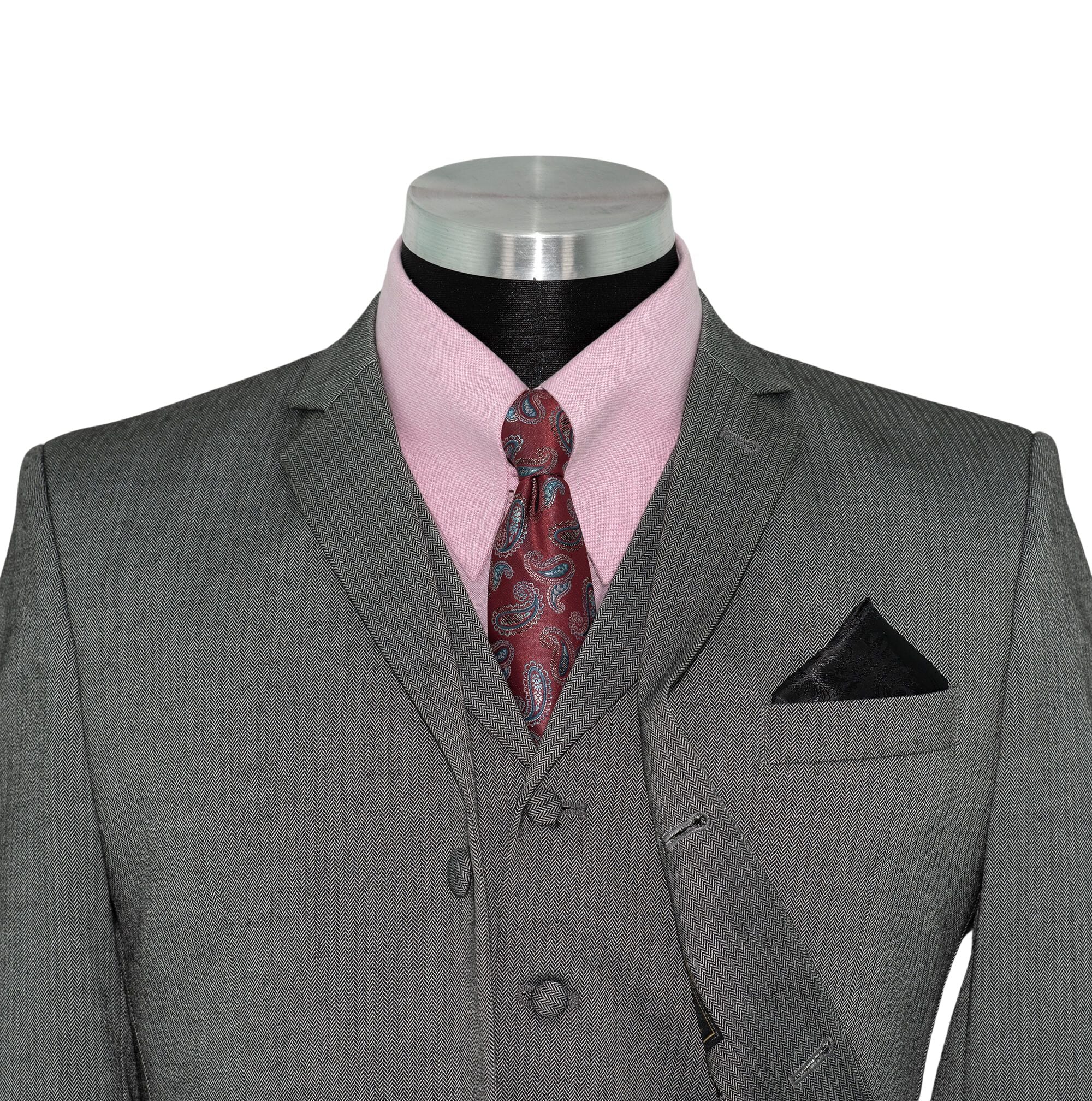 John Dalton Grey Herringbone 3 Piece Mod Suit
