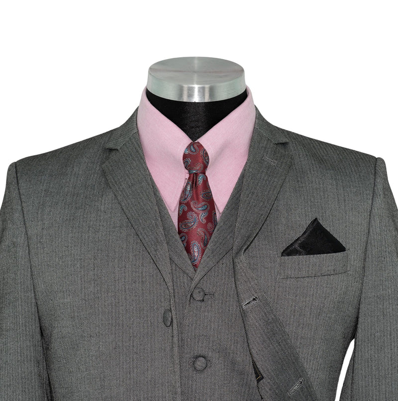 John Dalton Grey Herringbone 3 Piece Mod Suit