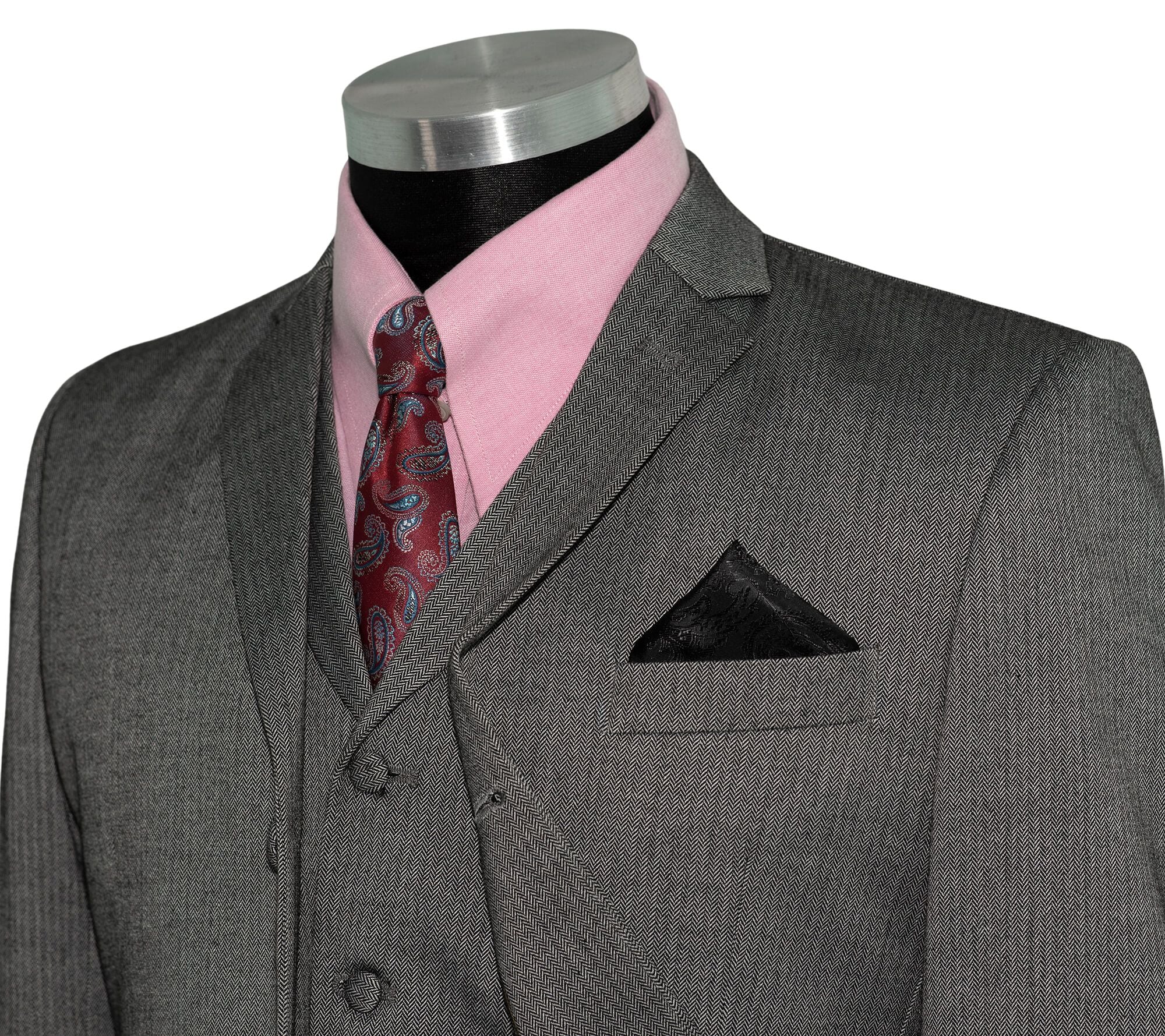 John Dalton Grey Herringbone 3 Piece Mod Suit