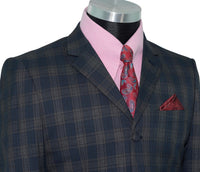 SALE Paul McCartney Cashmere Wool Navy & Grey Check Suit (40 Regular, Trouser 34, I.L.30)