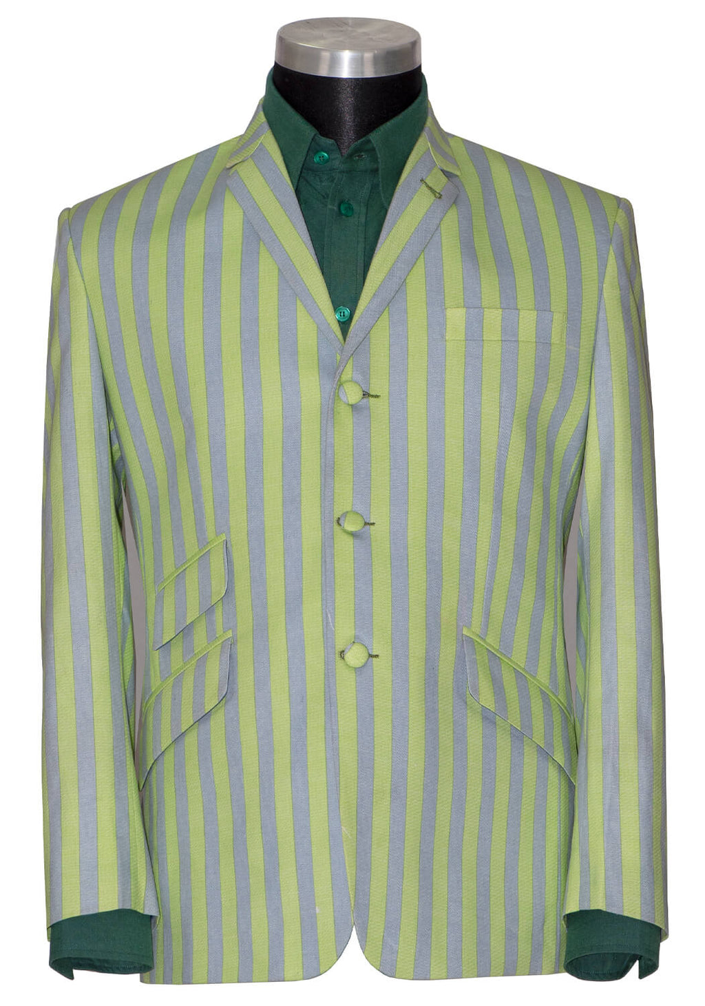 Mod Boating Jacket Peter Best Retro Pale Green Striped Boating Mod Blazer | 1960's Retro ...