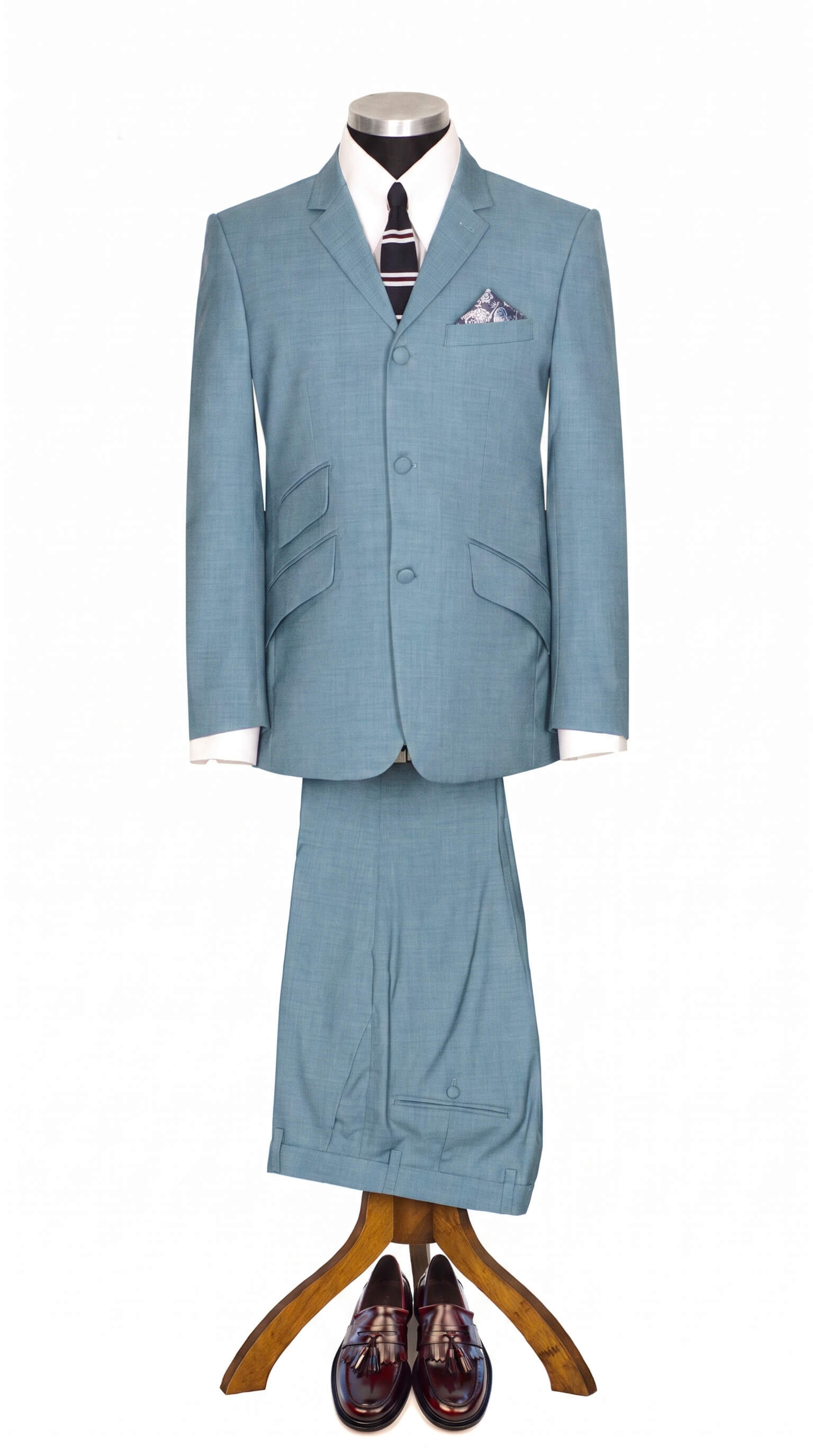 Weller Pastel Blue Notch Lapel 3 Button Mod Suit