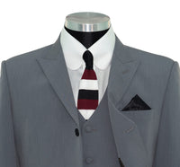 SALE Weller Light Grey Peak Lapel 3 Piece Suit (46 Regular, Trouser 36, I.L.29.5)