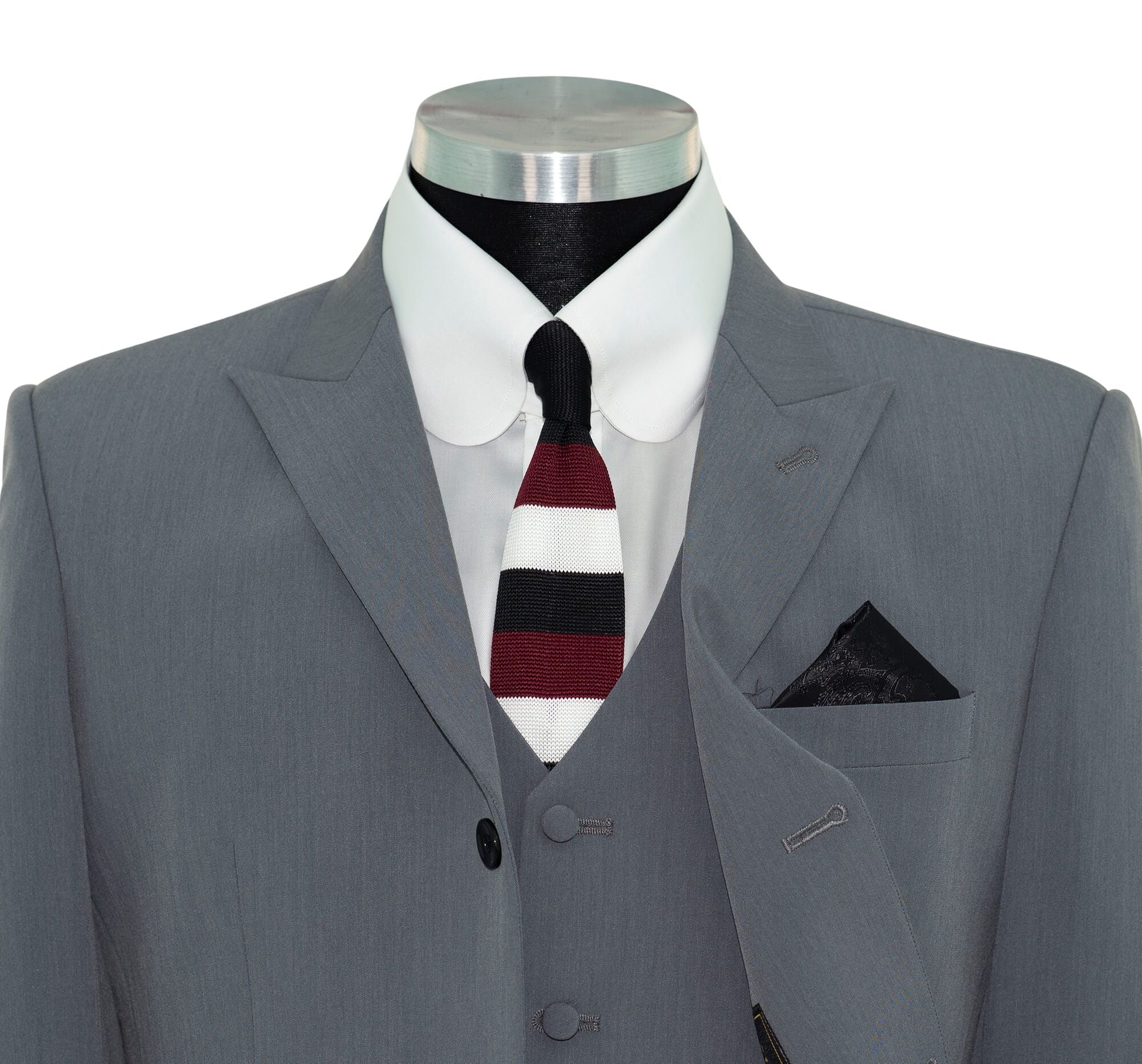 SALE Weller Light Grey Peak Lapel 3 Piece Suit (46 Regular, Trouser 36, I.L.29.5)