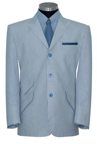 Peak Lapel Jimmy Cotton Sky Blue Striped Summer Mod Blazer