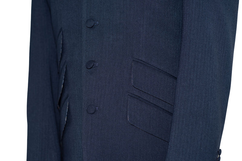 Weller Midnight Blue Peak Lapel 4 Button Mod Suit