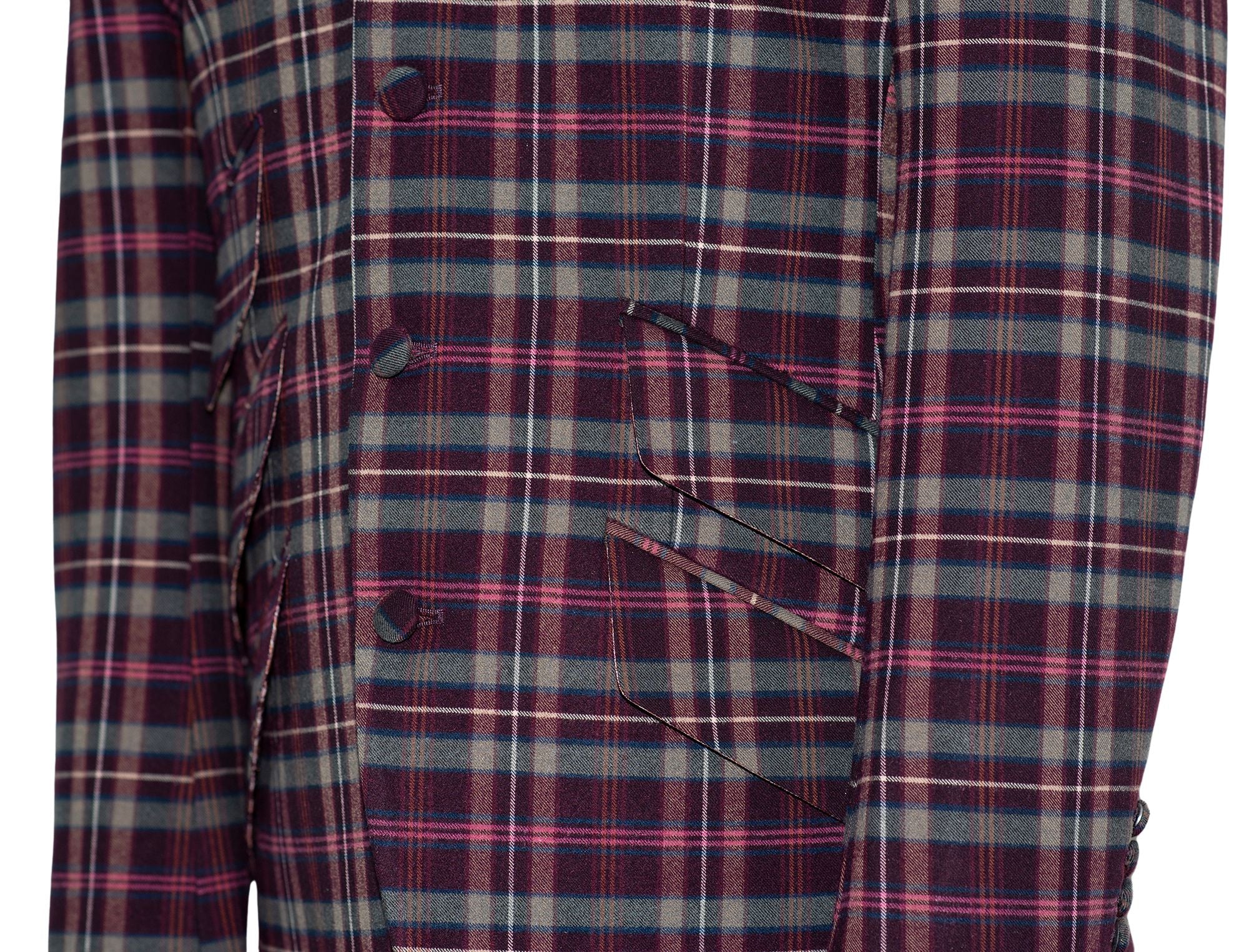 Tommy Moore Multicolor Tartan Check Peak Lapel 4 Button Mod Blazer