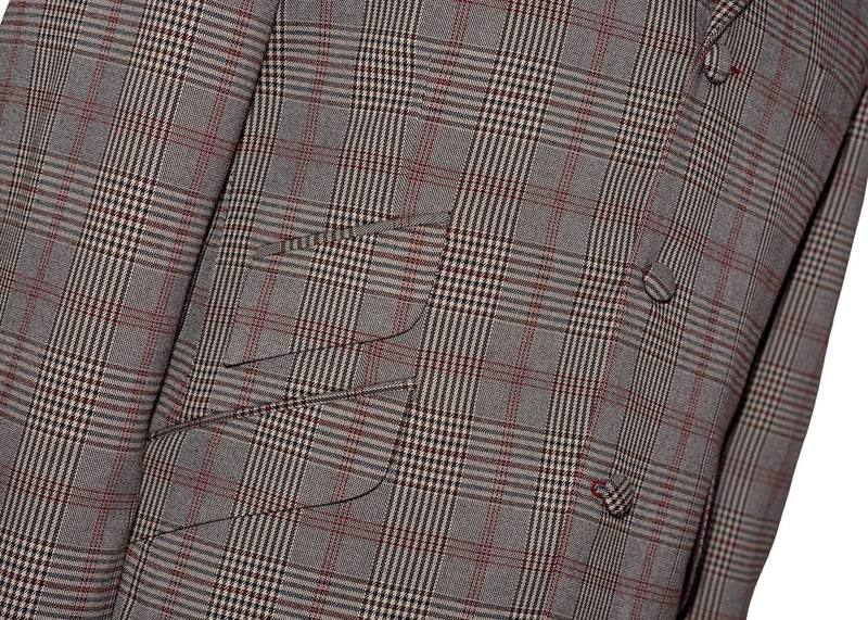 Peter Cowap Burgundy Check Grey Mohair Mod Blazer