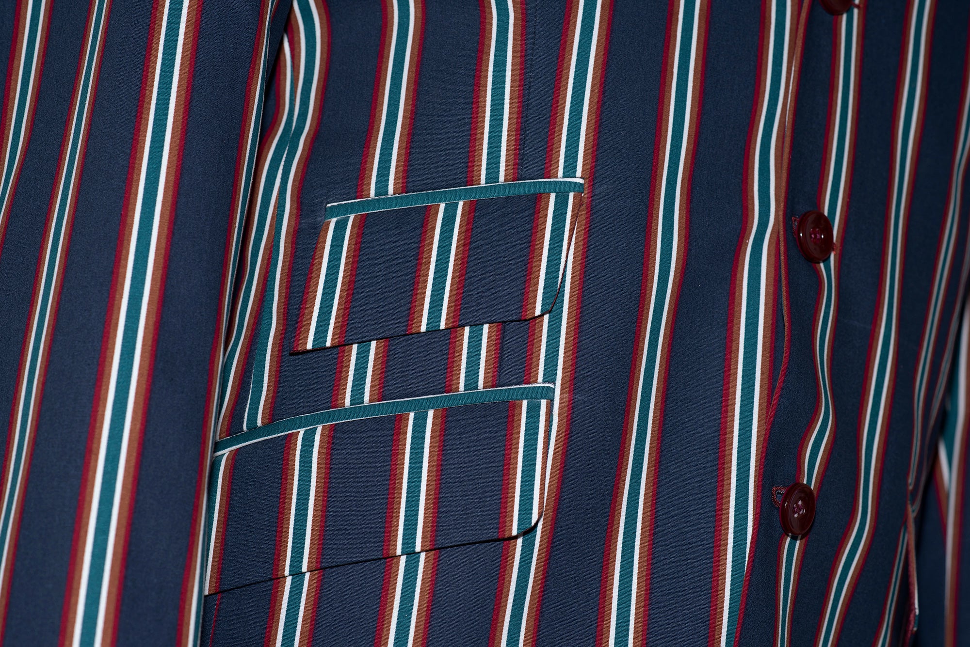 Hermist 60's Green & Navy Blue Stripe Boating Mod Blazer