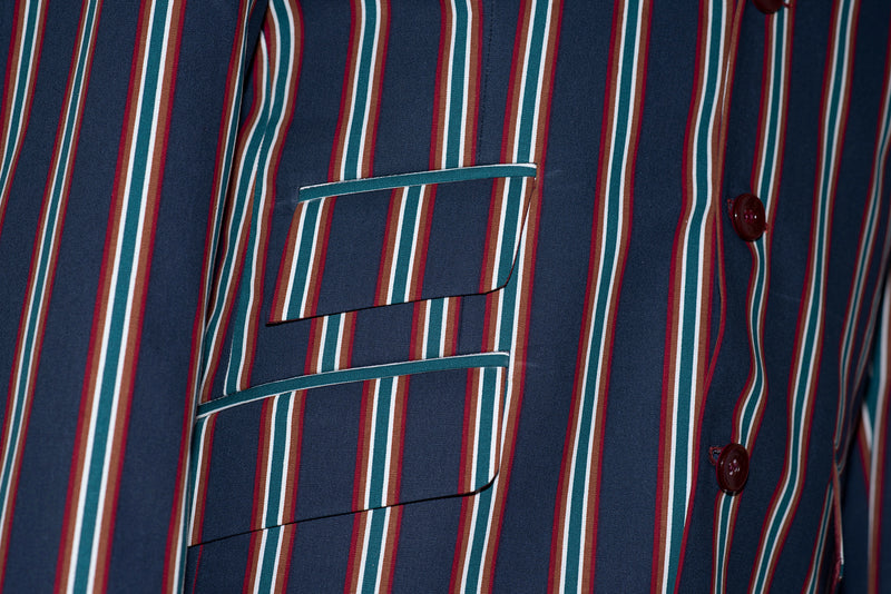 Hermist 60's Green & Navy Blue Stripe Boating Mod Blazer