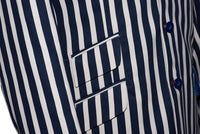 Geoff Foot Navy Bblue & White Striped Boating Mod Blazer