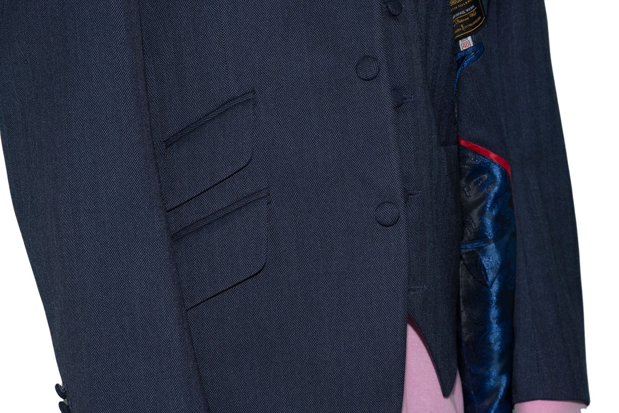 Bruce Foxton Navy Herringbone 3 Piece Suit