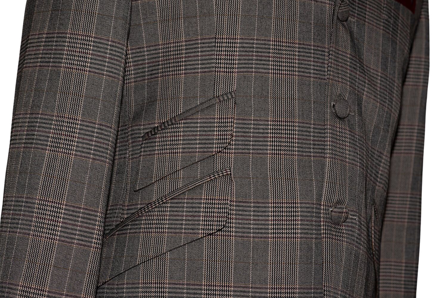 Mohair Prince of Wales Burgundy Grey Vintage Mod Blazer